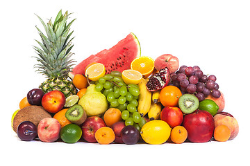 Image showing Huge group of fresh fruits isolated on a white background.