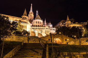 Image showing Fisherman's bastion night view, Budapest, Hungary