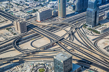 Image showing Dubai downtown. East, United Arab Emirates architecture. Aerial 