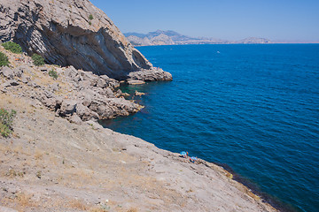 Image showing Summer view seacoast. Sudak beach. Black Sea, Ukraine