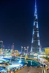 Image showing View on Burj Khalifa, Dubai, UAE, at night