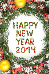 Image showing Christmas card with a christmas ornamen 2014