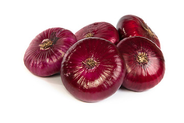 Image showing Group of a red onions, isolated on white