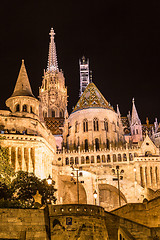 Image showing Fisherman's bastion night view, Budapest, Hungary