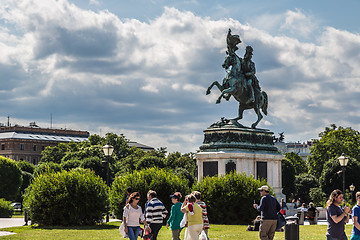 Image showing horse and rider statue of archduke Karl in vienna at the Heldenp
