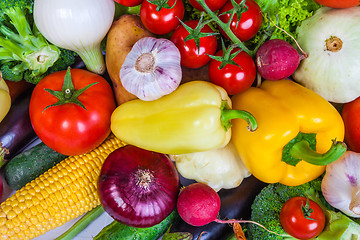 Image showing Group of fresh vegetables isolated on a white background