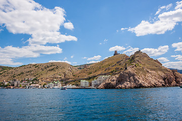 Image showing Summer view seacoast. Sudak beach. Black Sea, Ukraine