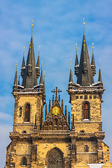 Image showing Church of Our Lady before Tyn in evening in Prague,