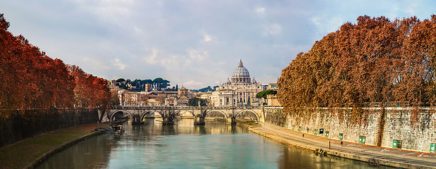 Image showing View of the Vatican with Saint Peter's Basilica and Sant'Angelo'