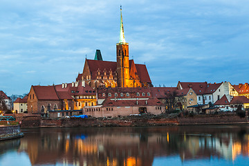 Image showing Cathedral Island in the evening Wroclaw, Poland