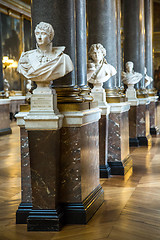 Image showing Ancient gallery with sculptures in the Versailles plance, Paris,