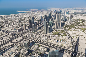 Image showing Dubai downtown. East, United Arab Emirates architecture. Aerial 