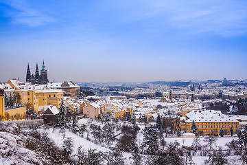 Image showing Prague in winter, panorama and cityscape
