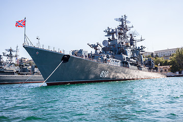 Image showing Russian warship in the Bay, Sevastopol, Crimea