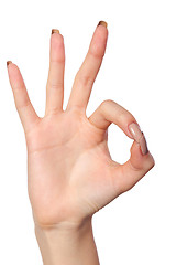 Image showing Hand  is showing OK sign isolated on a white background