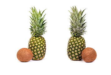 Image showing Single pineapple isolated on white