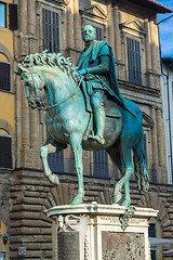 Image showing statue of the rider cosimo i de medici of gianbologna in florenc