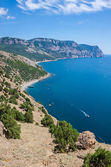 Image showing Summer view seacoast. Sudak beach. Black Sea, Ukraine