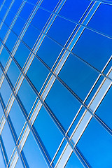 Image showing modern blue glass wall of skyscraper