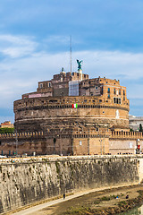 Image showing Sant Angelo Castle and Bridge in Rome, Italia.