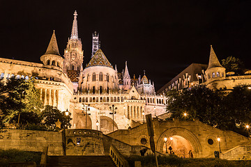 Image showing Fisherman's bastion night view, Budapest, Hungary