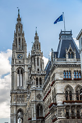 Image showing Close up Tall gothic building of Vienna city hall, Austria