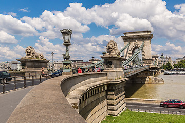 Image showing The Szechenyi Chain Bridge is a beautiful, decorative suspension