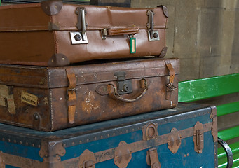 Image showing Old Travelling Suitcases