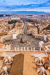 Image showing Rome, Italy. Famous Saint Peter's Square in Vatican and aerial v