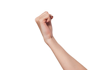 Image showing Female hand with a clenched fist isolated