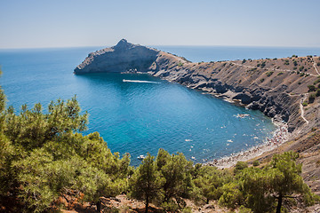 Image showing Summer view seacoast. Sudak beach. Black Sea, Ukraine