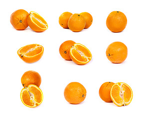 Image showing set of Fresh oranges and a half part of oranges