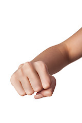 Image showing Female hand with a clenched fist isolated