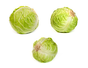 Image showing set of Green cabbages isolated on white