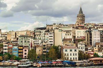Image showing Cityscape with Galata Tower over the Golden Horn in Istanbul, Tu