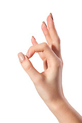 Image showing Hand  is showing OK sign isolated on a white background