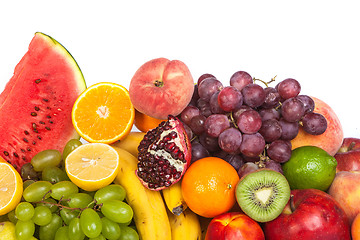 Image showing Huge group of fresh fruits isolated on a white background.