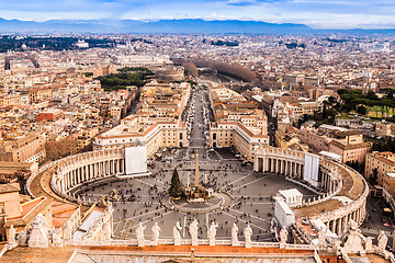 Image showing Rome, Italy. Famous Saint Peter's Square in Vatican and aerial v