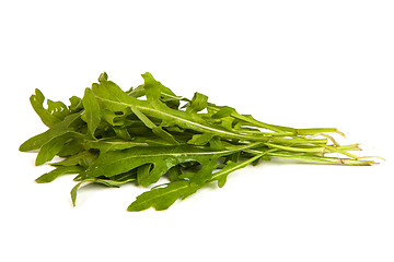 Image showing Arugula/rucola  fresh heap leaf on white