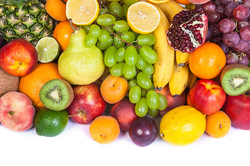 Image showing Huge group of fresh fruits isolated on a white background.