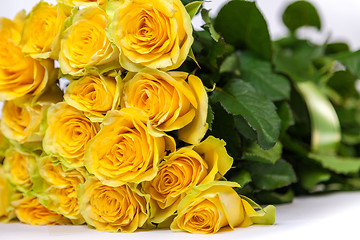 Image showing Group of fresh yellow roses