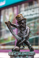 Image showing Sculpture of gnome from fairy-tale in Wroclaw