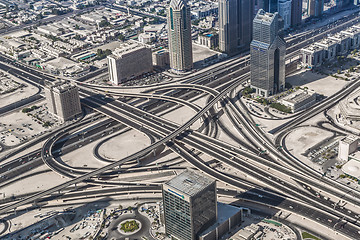 Image showing Dubai downtown. East, United Arab Emirates architecture. Aerial 