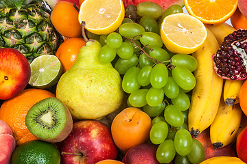 Image showing Huge group of fresh fruits