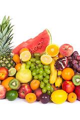 Image showing Huge group of fresh fruits isolated on a white background.