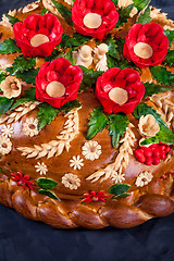 Image showing Ukrainian festive bakery Holiday Bread on black