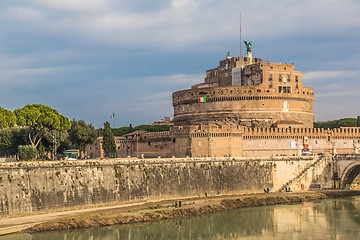 Image showing Sant Angelo Castle and Bridge in Rome, Italia.