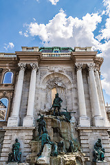 Image showing Hunting statue at the Royal palace, Budapest