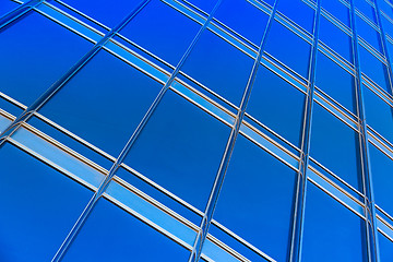 Image showing modern blue glass wall of skyscraper