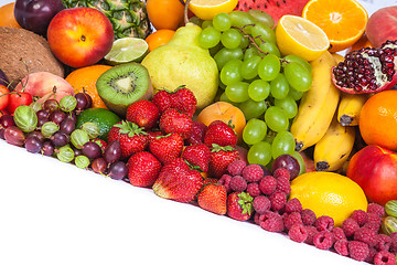 Image showing Huge group of fresh fruits isolated on a white background.